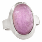 Natural Pink Oval Shape Kunzite Gemstone Solid .925 Silver Ring Size 10 - BELLADONNA
