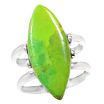 Natural Green Mohave Turquoise Marquise Shape Gemstone Solid .925 Silver Ring Size 8