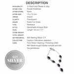 Handmade Antique Style Purple Amethyst Gemstone 925 Silver Necklace - BELLADONNA