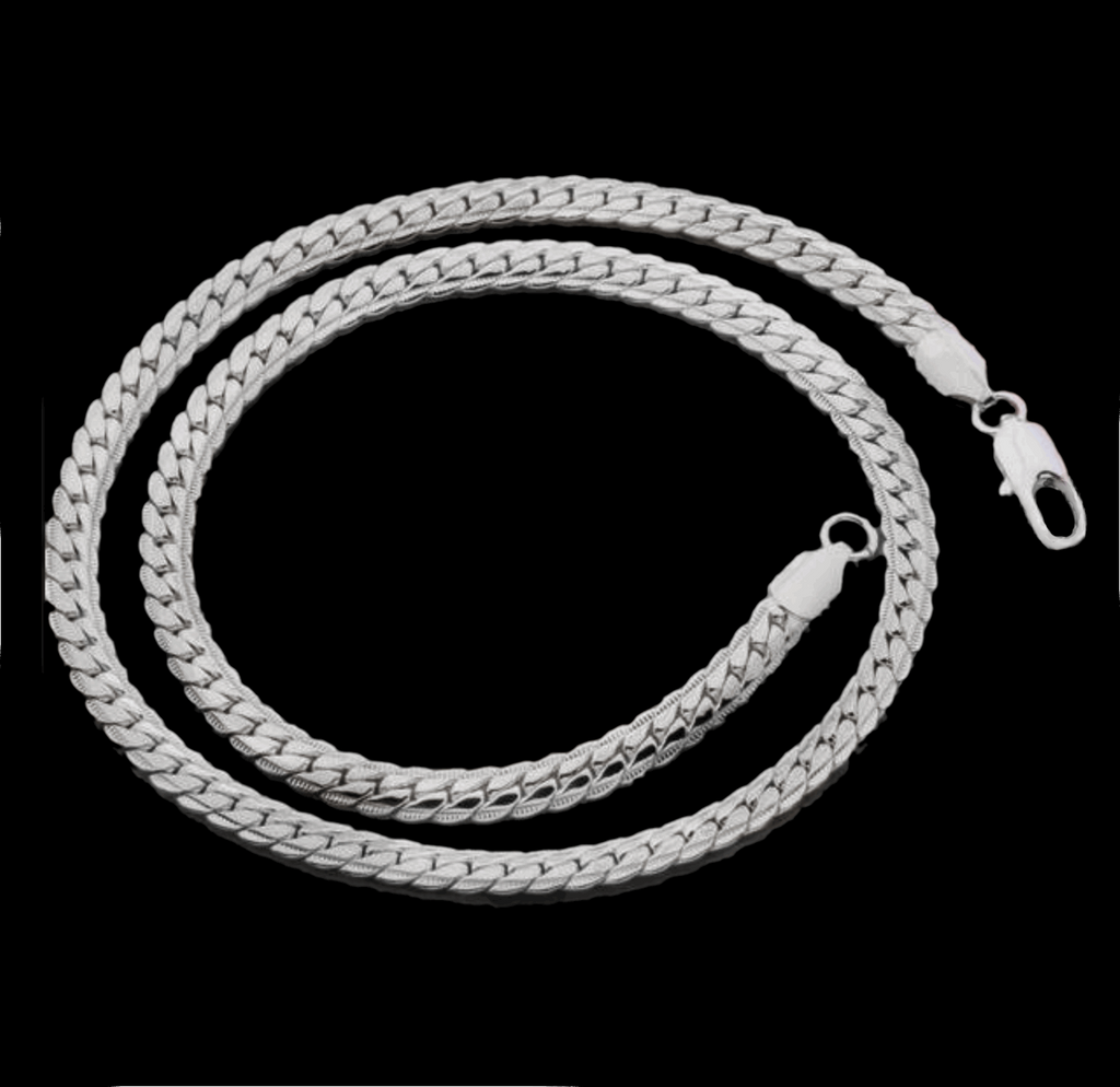 50 cm 925 Sterling Silver Womens Flat Chain