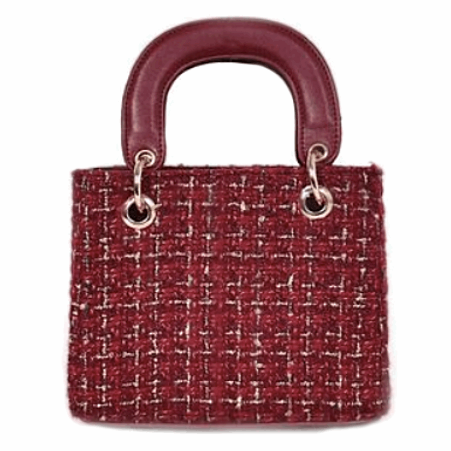 Fashionable Lingge Chain Messenger Handbag with Shoulder Chain in Three Primary Colours - BELLADONNA