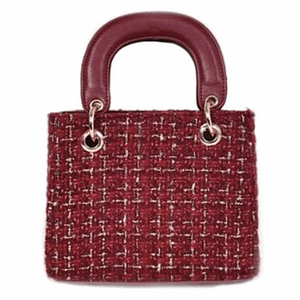 Fashionable Lingge Chain Messenger Handbag with Shoulder Chain in Three Primary Colours - BELLADONNA