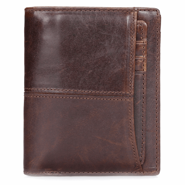 Men's Genuine Cowhide Leather Wallet in Dark Brown - BELLADONNA