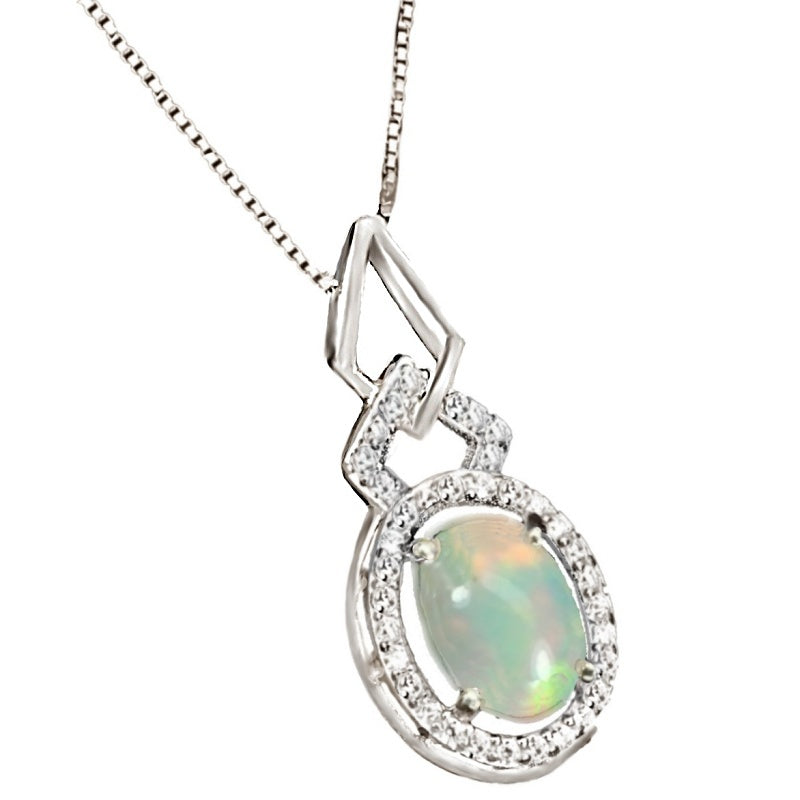 Natural Unheated Ethiopian Rainbow Full Flash Fire Opal Solid .925 Sterling Pendant Necklace