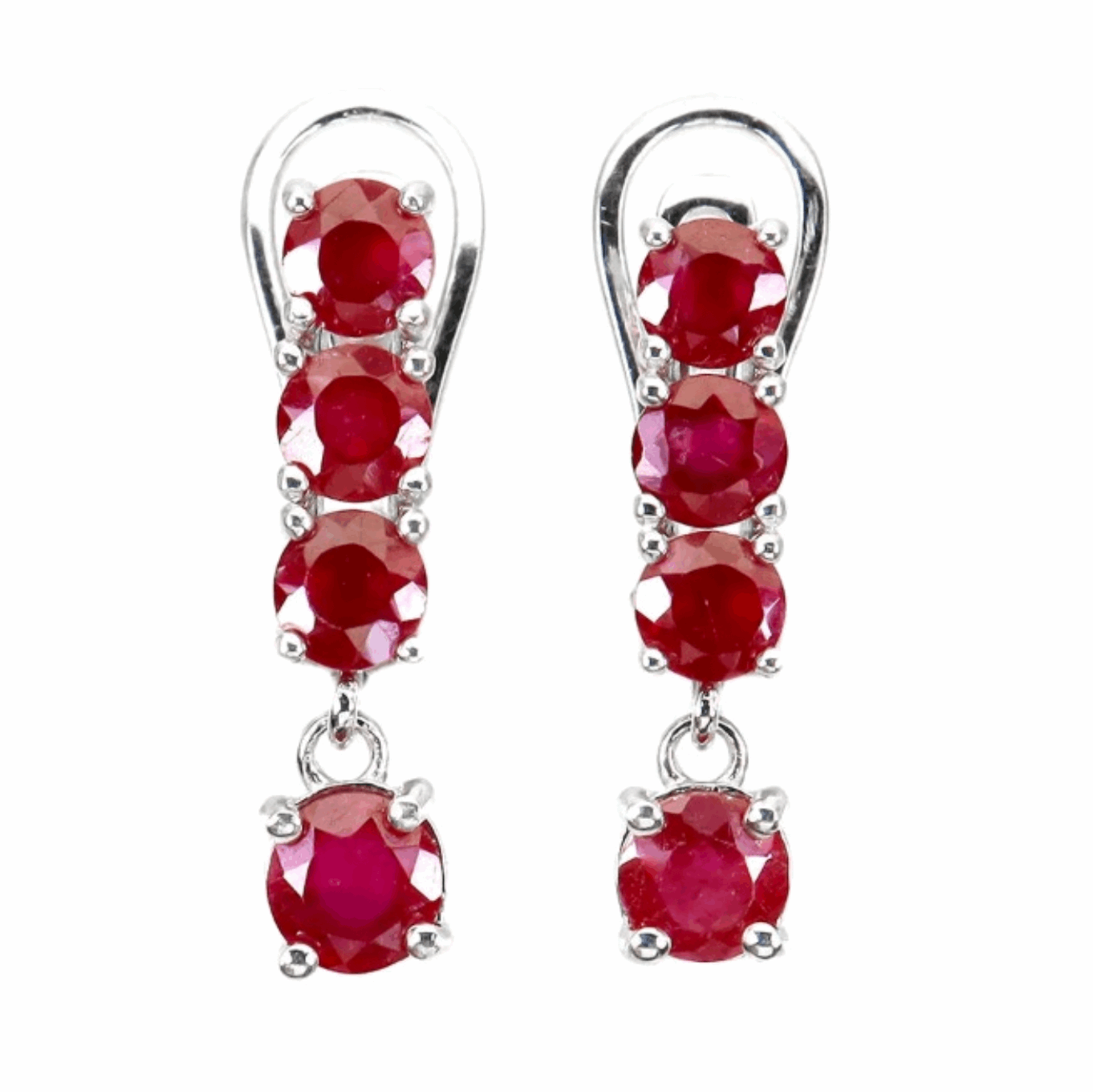 Deluxe Natural Blood Red Ruby Gemstone Set in Solid .925 Sterling Silver Earrings - BELLADONNA