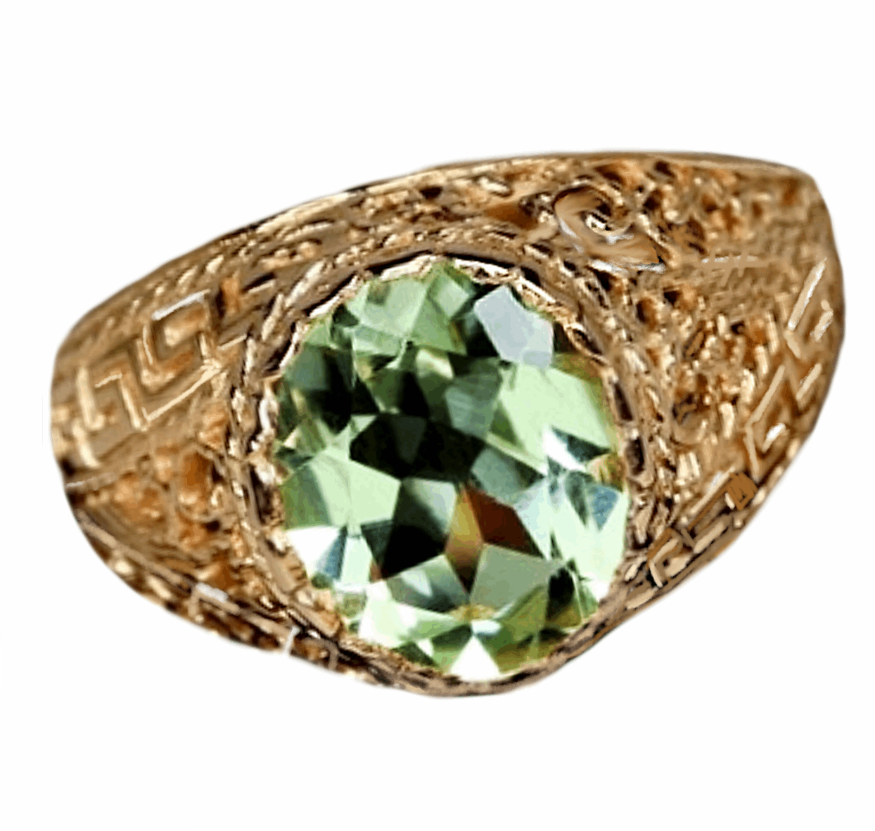 Deluxe Authentic Green Amethyst Oval Gemstone Solid .925 Silver 14K Rose Gold Size 7.5 or P - BELLADONNA