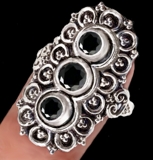 Handmade Black Onyx Gemstone .925 Silver Ring Size US 7.5 or UK P