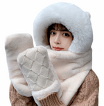 All in One Scarf, Hat and Gloves Extra Soft and Fluffy for Outdoor lovers and Students - BELLADONNA