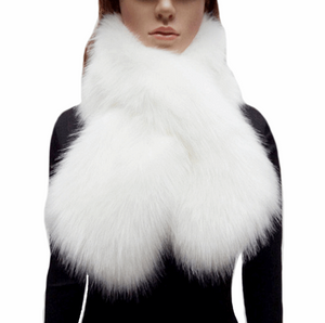 Elegant Super Warm Women's Faux Fur Cross Through Scarf - BELLADONNA