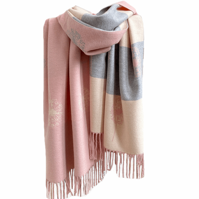 Autumn And Winter Cashmere with Dandelion Motif Jacquard Scarf / Shoulder wrap in Stunning Colours - BELLADONNA