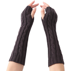 Practical and Warm Long Knitted Half Finger Gloves - BELLADONNA