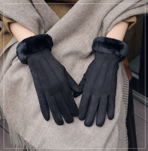 Luxury Winter Warm Fleece-lined Thick Suede Women's Gloves in Three Different Styles and Exquisite Colours - BELLADONNA