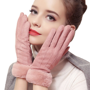 Luxury Winter Warm Fleece-lined Thick Suede Women's Gloves in Three Different Styles and Exquisite Colours - BELLADONNA