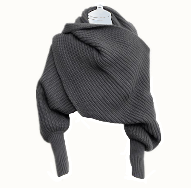 Winter Knit Scarf Wrap with Sleeves in Amazing Assorted Colours - BELLADONNA