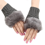 Fingerless Knitted Gloves With Faux Fur Finish From S.A. - BELLADONNA