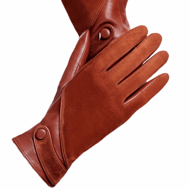 Luxury Women's Genuine Sheep Skin Suede Touch Screen Leather Gloves in Black or Tan - BELLADONNA