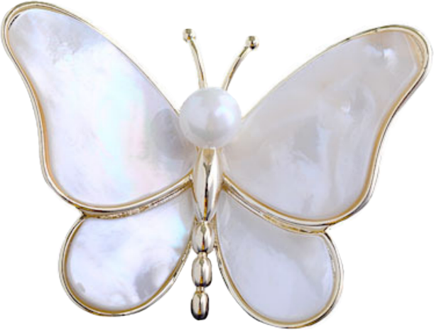 Stylish Natural Mother of Pearl Butterfly Brooch - BELLADONNA