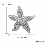 Enchanting Starfish Crystal Embellished Silver Brooch for Scarf or Pashmina