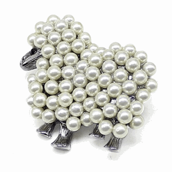 Cuteness Overload Pearl Lamb Brooch in Grey or Gold For your winter Coat, Scarf or Shawl