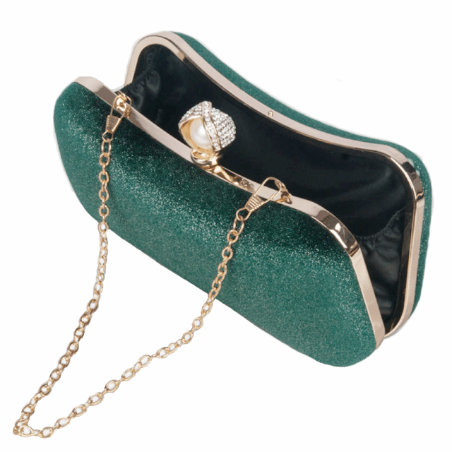 Elegant Plush Velvet Clutch Evening Bag with Pearl and Crystal Clasp in 5 assorted Colours