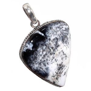 Natural Dendritic Opal Gemstone .925 Sterling Silver Pendant