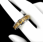 22 Natural Citrine Oval Gemstones set in Solid .925 Silver,14K White Gold Ring Size 8 or Q