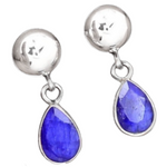Natural Indian Blue Sapphire Gemstone Solid .925 Sterling Silver Stud Earrings
