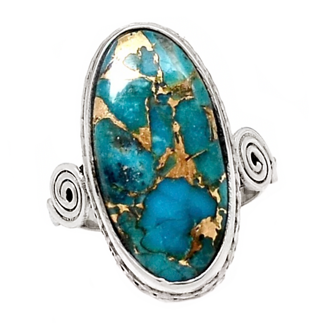 Natural Copper Turquoise, Gemstone Solid .925 Silver Sterling Ring Size US 9