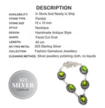 Handmade Antique Style Faceted Ovals Peridot Gemstone .925 Silver Necklace