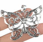 Handmade Ornate Butterfly  .925 Sterling Silver Overlay Pendant