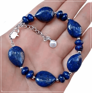 Handmade Natural Lapis Lazuli Mixed Shape Gemstones Silver Plated Bracelet