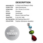 Faceted Multi -Gemstone  .925 Silver Fashion Pendant
