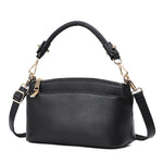 Elegant Small Genuine Cowhide Leather Fashion Handbag with Handle and Long Strap