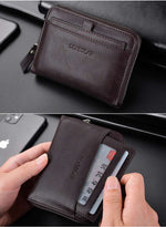 Men's Stylish Multi-Card Coin Clip Waterproof PU Short Wallet in Black,Brown or Grey With RFID