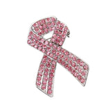 Pretty Pink Zirconias Breast Cancer Ribbon Brooch - BELLADONNA