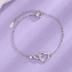 Heart-shape and Eternity Symbol with White Zirconia Fashion Bracelet for Valentine's Day Gift