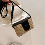 Handmade Niche Mini Fashion Straw Bag with Magnetic Clasp in Black, Brown and White - BELLADONNA