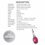 Dainty Handmade Indian Cherry Ruby and Moonstone Gemstone .925 Sterling Silver Pendant - BELLADONNA