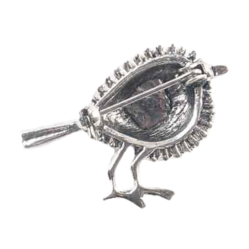 Cute Little Thrush Bird Brooch in Silver for Gold for Scarf or Pashmina - BELLADONNA
