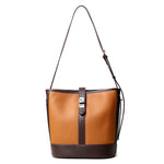 Two Tone Genuine Cowhide Leather Tote Shoulder Handbag in 5 Colour Variants - BELLADONNA