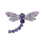 Lavender Purple and White Cubic Zirconia and Crystal Dragonfly Brooch - BELLADONNA