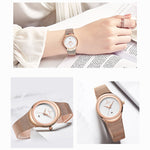 Women's Stylish Stainless Steel Quartz Watch with Date Function - BELLADONNA