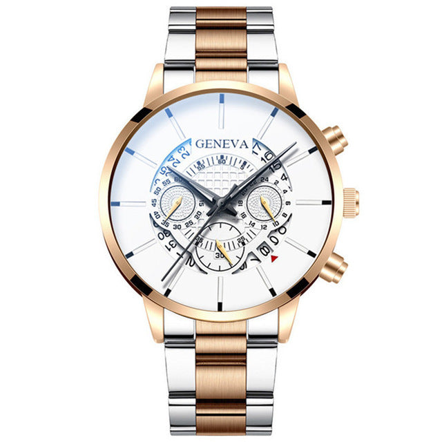 Geneva Men's Modern Calendar Fashion Wrist Watch in Multiple Choice of Colours - BELLADONNA