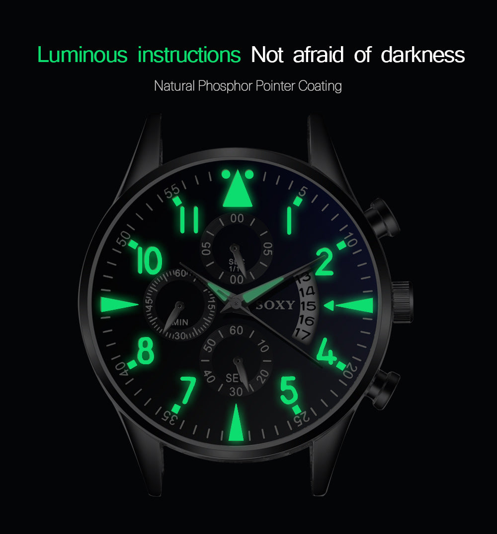 Men's Active Class Luxe Luminous and Calendar Watch Available in Black or Silver - BELLADONNA