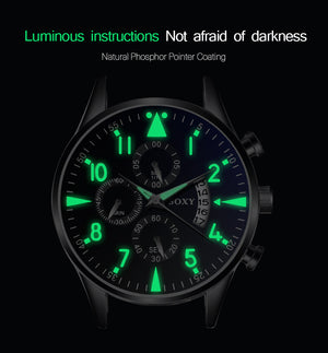 Men's Active Class Luxe Luminous and Calendar Watch Available in Black or Silver - BELLADONNA