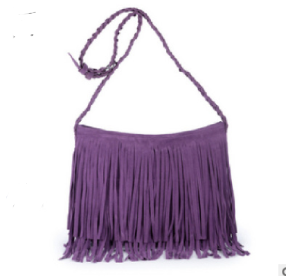 Women's Leather Velvet Matte Tassel Handbag in 5 colour Variants - BELLADONNA