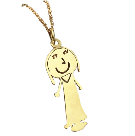 Customized Children's Painting Art Necklace in 18K Gold - BELLADONNA