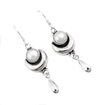 5.68 Cts Natural White Pearl , Solid .925 Sterling Silver Earrings - BELLADONNA