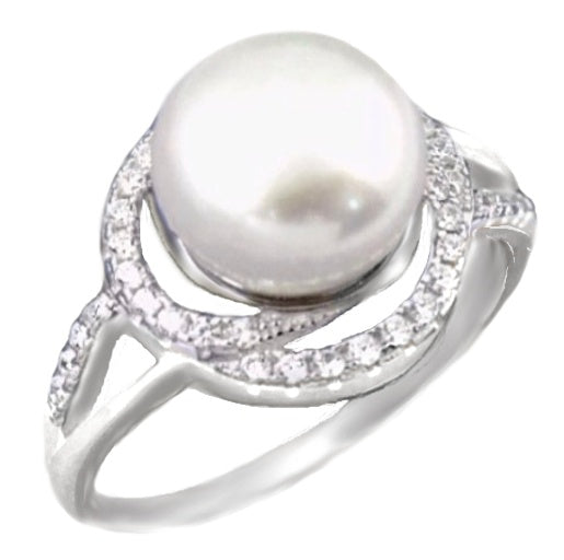 5.97 Cts Natural White Pearl , White Topaz Solid .925 Silver Size 7 or O - BELLADONNA