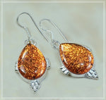 Copper Tone Dichroic Glass Gemstone  .925 Sterling Silver Earrings - BELLADONNA